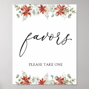 Poster Symbole vert hiver Poinsettias Faveurs