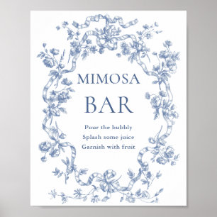 Poster Symbole victorien Dusty Blue Jardin français Mimos