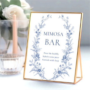 Poster Symbole victorien Dusty Blue Jardin français Mimos