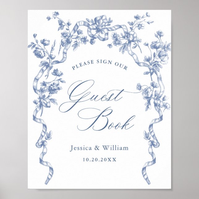 Poster Symbole victorien Ornate Grace Dusty Blue (Devant)