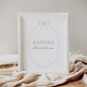 Poster Symbole vintage Pink Bow Girl Baby shower Faveurs