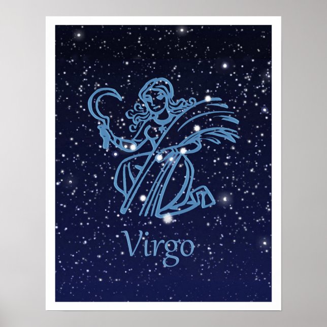 Poster Symbole Virgo Constellation et Zodiac avec étoiles (Devant)