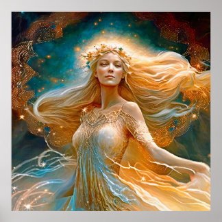 Poster Symbole Virgo Étoile Déesse, Être céleste, Zodiaqu