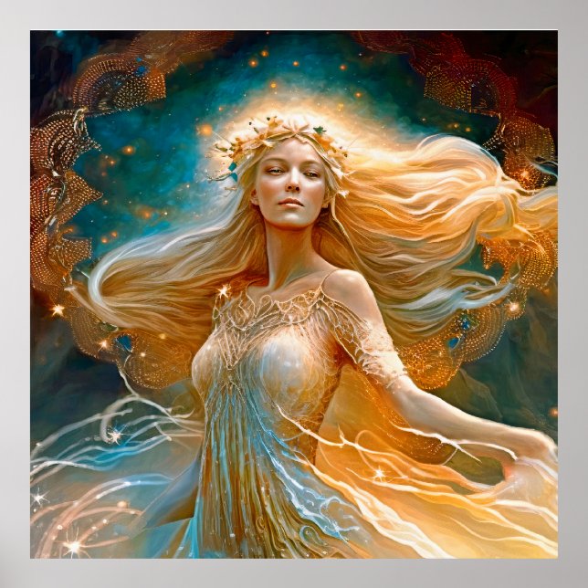 Poster Symbole Virgo Étoile Déesse, Être céleste, Zodiaqu (Devant)