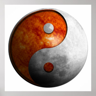 Poster Symbole Yin et Yang du soleil et de la lune