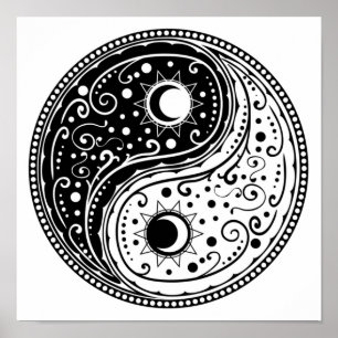 Poster Symbole Yin yang de l'ornement cachemire