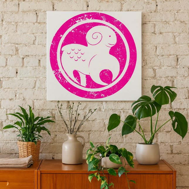 Poster SYMBOLE Zodiaque Aries Grunge Ram Rose Astrologie (Créateur téléchargé)