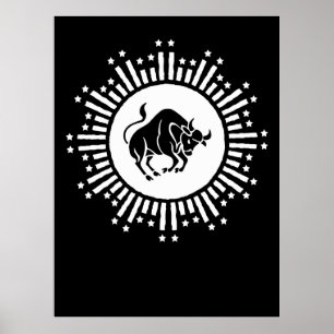 Poster Symbole zodiaque du Taurus avec Starburst céleste
