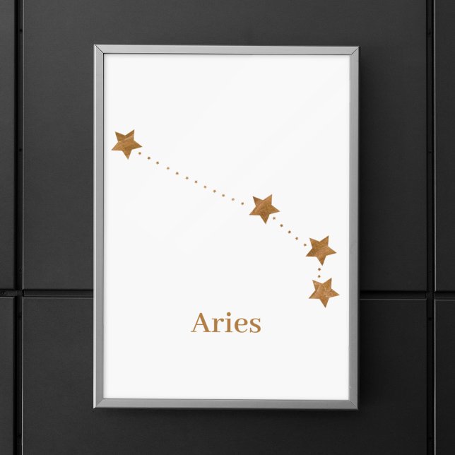 Poster SYMBOLE Zodiaque moderne Gold Aries | Incendie d'é (Créateur téléchargé)