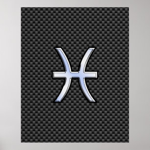 Poster Symbole zodiaque Pisces sur l'impression de fibre 