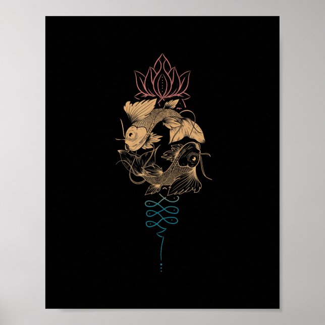 Poster Symbole zodiaque Unalome Poissons Poissons (Devant)