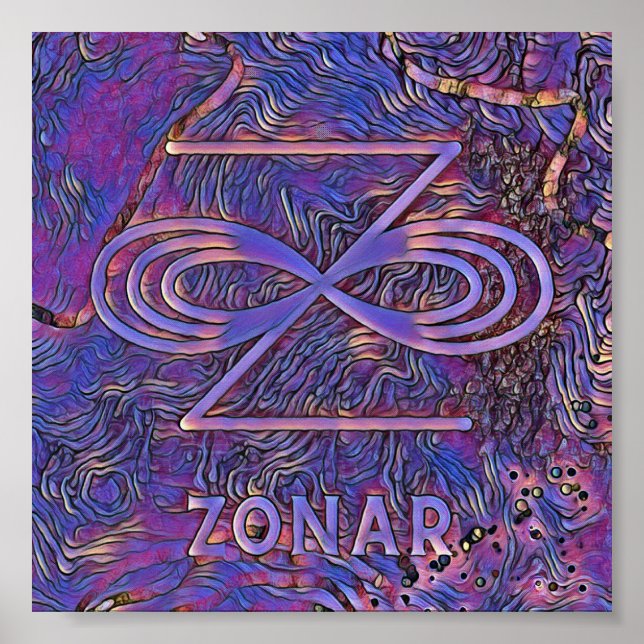 Poster SYMBOLE ZONAIRE Abstrait Karuna Reiki Purple (Devant)