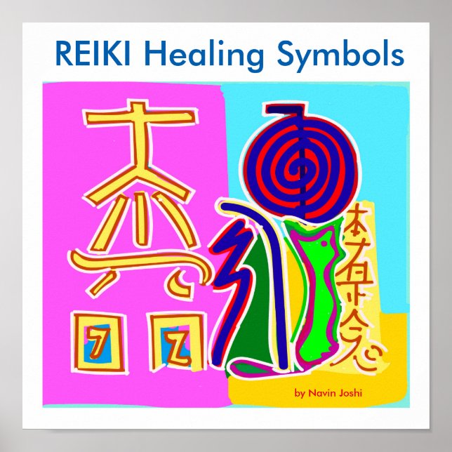Poster Symboles de guérison REIKI 2016 par Maître Navin J (Devant)