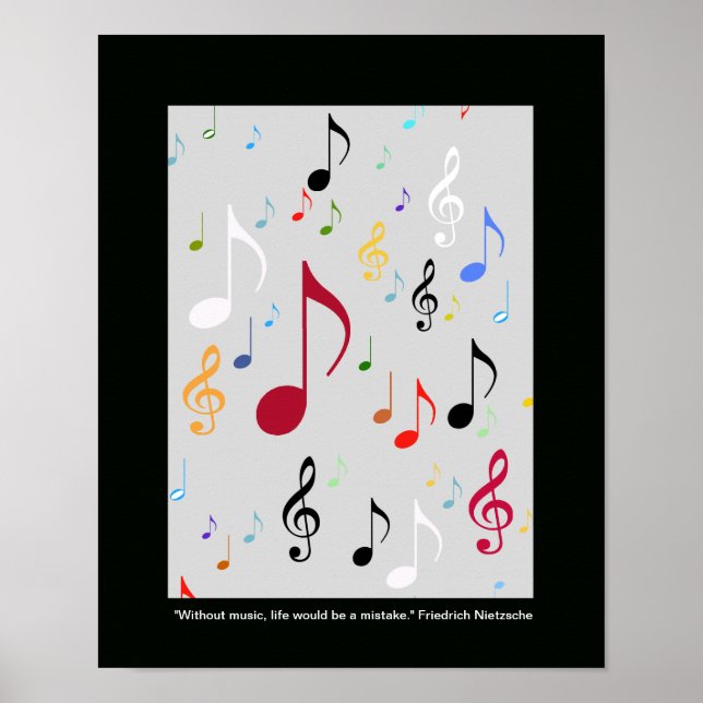 Poster Symboles de musique/ notes musicales (Devant)