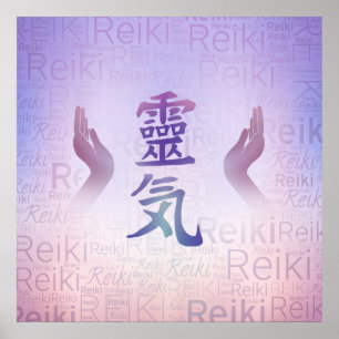 Poster Symboles de Reiki - pourpre doux