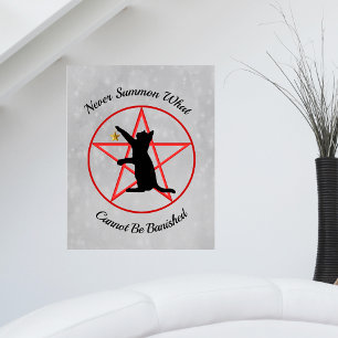 Poster Symboles de sorcière Cat noir Pentagram gris