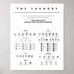 Poster Symboles des signes de blanchisserie