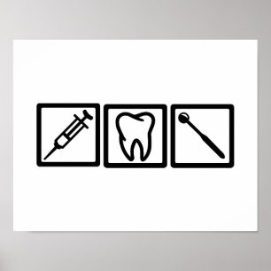 Poster Symboles icônes des dentistes
