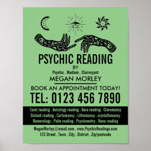 Poster Symboles Mystiques, Lecture Psychique Publicité