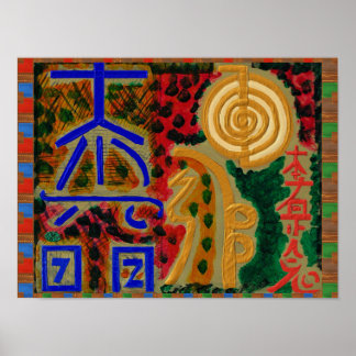 Poster Symboles principaux de guérison Reiki