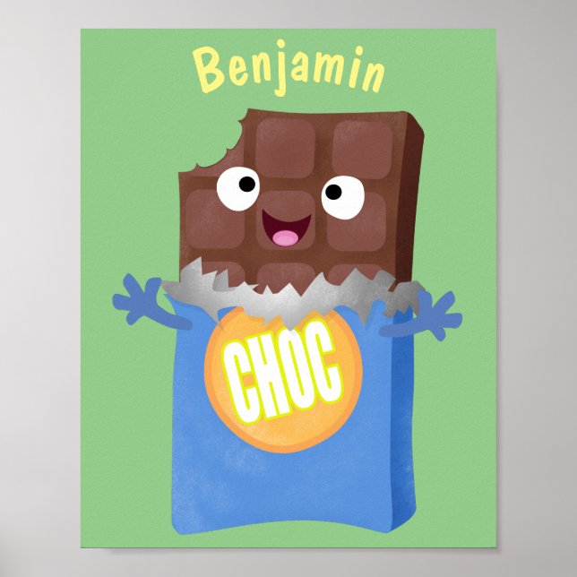 Poster Sympa chocolat chocolat bonbon bar personnage de d (Devant)
