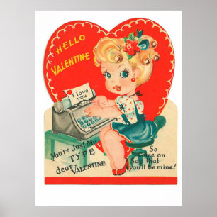 Poster Sympa rétro vintage Valentine