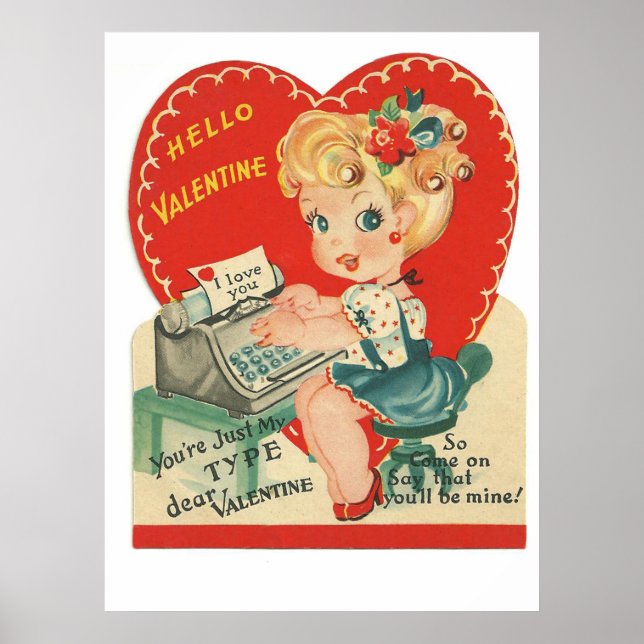 Poster Sympa rétro vintage Valentine (Devant)