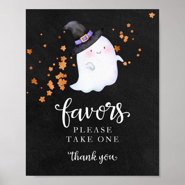 Poster Sympathie Fille Halloween Symbole Baby shower Fave (Devant)