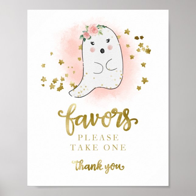 Poster Sympathie Fille Halloween Symbole Baby shower Fave (Devant)