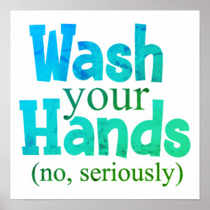 Poster Sympathique Laver les mains Salle de bain Symbole 