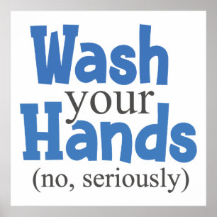 Poster Sympathique Laver les mains Salle de bain Symbole 