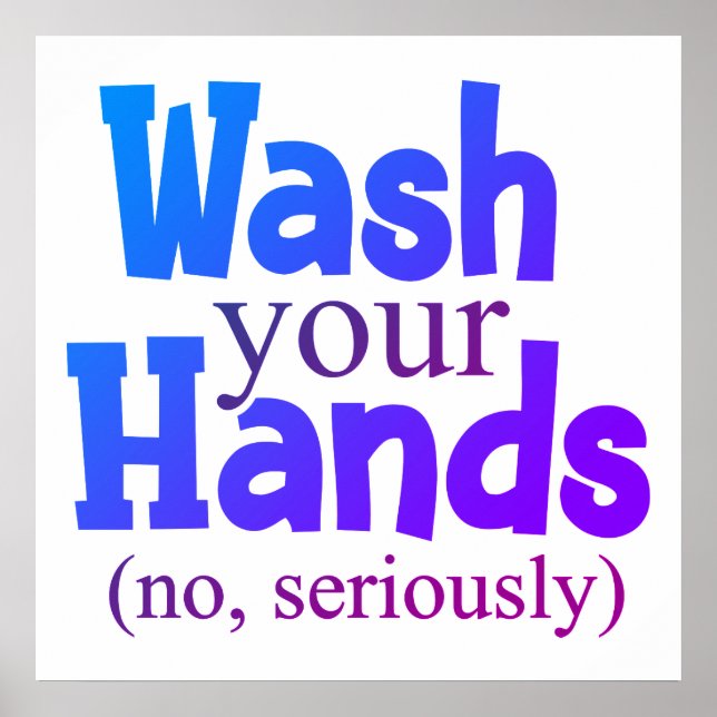 Poster Sympathique Laver les mains Salle de bain Symbole  (Devant)