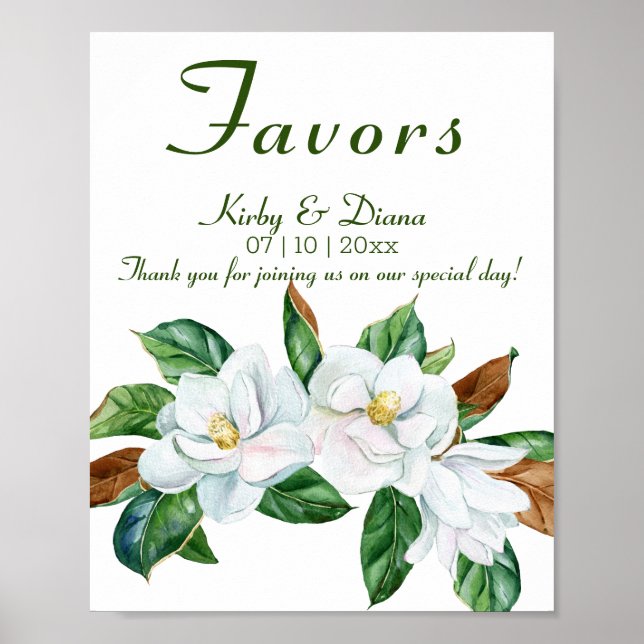 Poster Sympathique Magnolia Bouquet Faveurs de mariage Si (Devant)