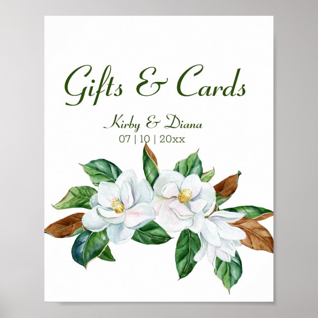 Poster Sympathique Magnolia Bouquet Mariage Cadeaux & Car (Devant)