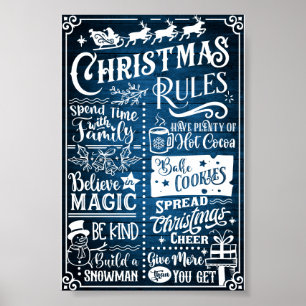 Poster Sympathique Règles de Noël Moderne Panneau de l'af