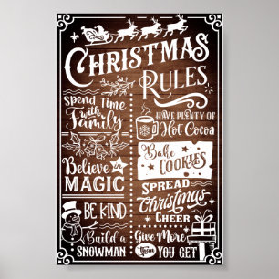 Poster Sympathique Règles de Noël Moderne Panneau de l'af