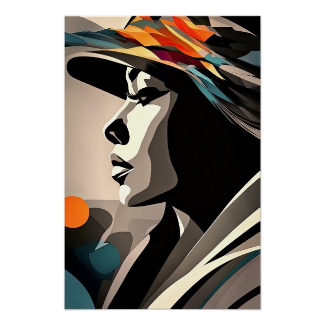 Poster Symphonie de couleurs sur visage abstrait (Devant)