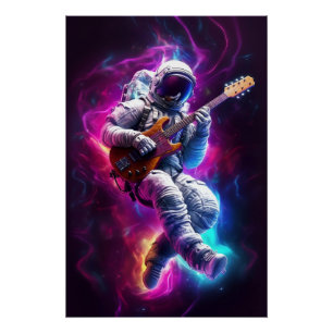 Poster Symphonie du vide   Astronaute de Neon Cyberpunk