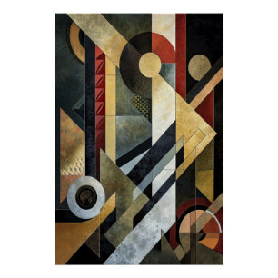 Poster Symphonie géométrique en terre cuite et noir