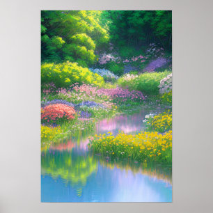 Poster Symphonie Riverbank, Paysage coloré