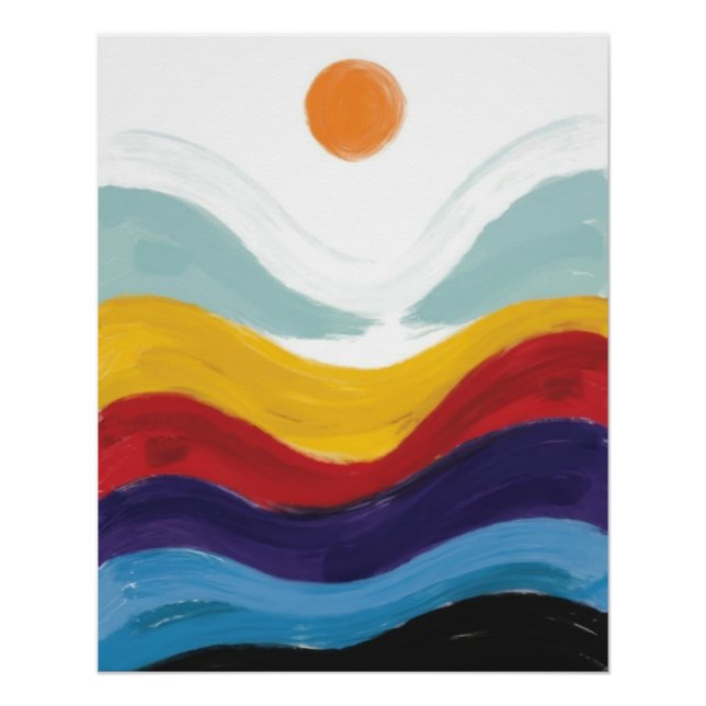 Poster Symphonie Sunrise en Emeraude et Turquoise (Devant)