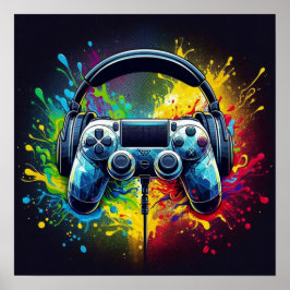 Poster Symphony of Pixels & Sound: Vibrant Gaming Art