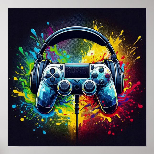 Poster Symphony of Pixels & Sound: Vibrant Gaming Art (Devant)