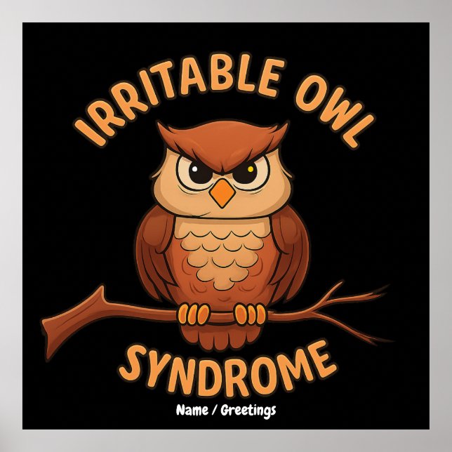 Poster Syndrome de Chouette Irritable Drôle Chouette en C (Devant)