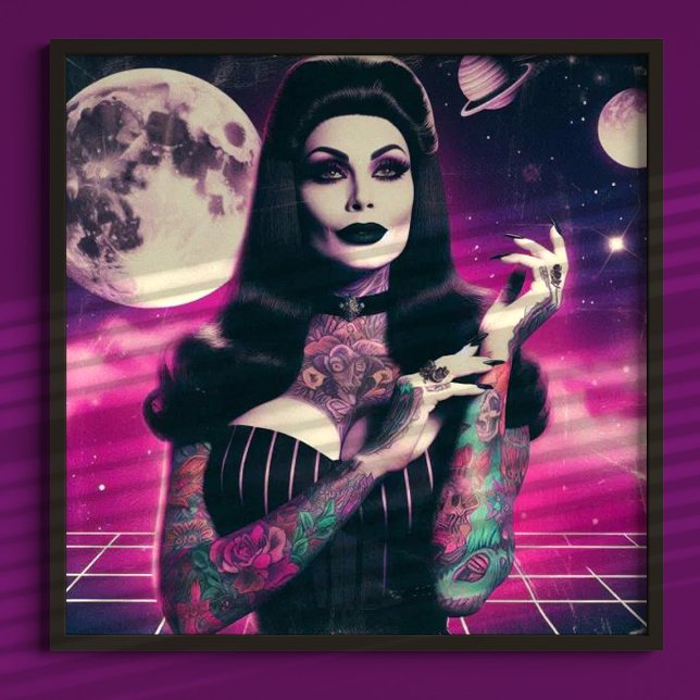 Poster Synthwave Goth Pin-up (Créateur téléchargé)