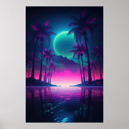 Poster Synthwave Oasis : Une escapade nocturne vers le pa