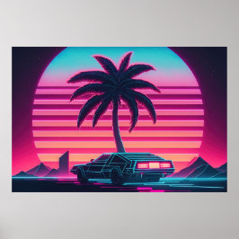 Poster Synthwave Sunset Drive : Course Vers Demain
