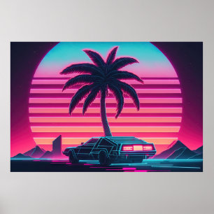 Poster Synthwave Sunset Drive : Course Vers Demain