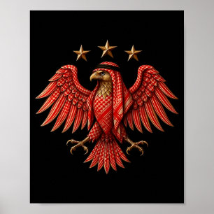 Poster Syrie Rouge Keffiyeh Syrien Traditionnel Aigle