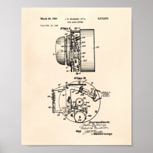 Poster Système d'alarme incendie 1954 Brevet d'art - vieu